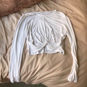 Long Sleeve White Twist Top